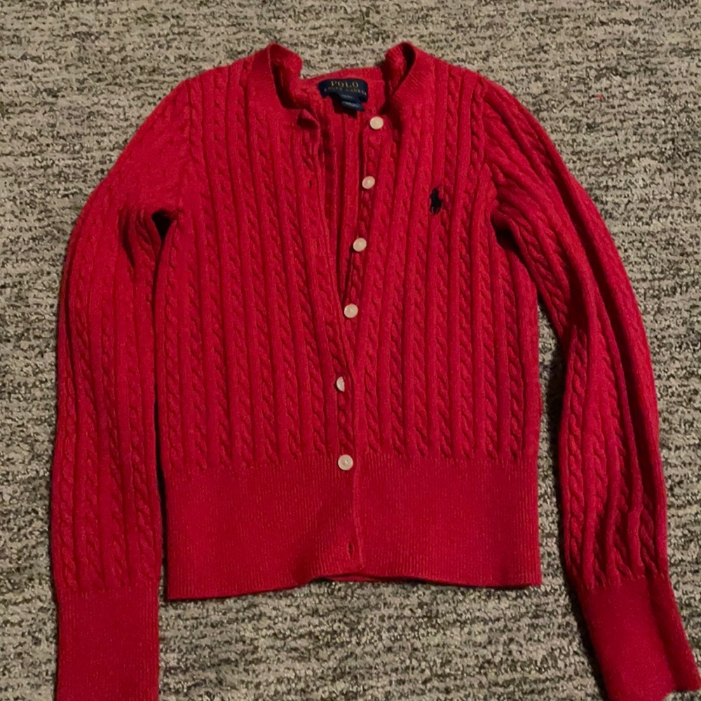 Polo Ralph Lauren Red Sweater Girls size 7 EUC